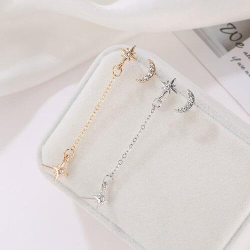 KaiMin 2021 Elegant Moon Star Long Tassel Ear Nail Exquisite Prevent Allergy EarringFashion Pendant High Quality Wholesale