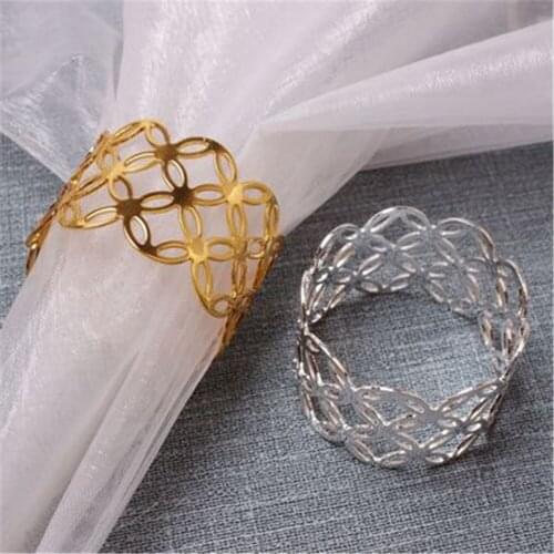 12 / PCS NEW Yuanbao coin napkin ring clover napkin buckle wedding electroplating napkin ring factory direct sales