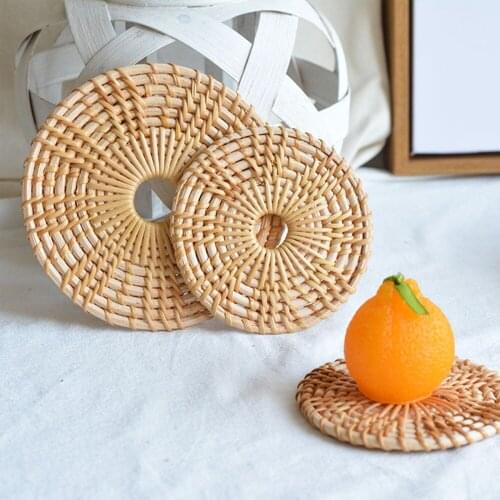 Coffee Cup Mat Coaster Drink Rattan Woven Storage Table Potholder Artiful Insulation 8/10/13cm Party And Banquet Suppliers Round