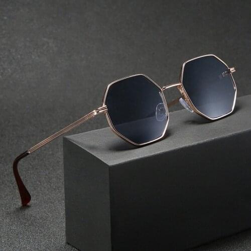 Polygon Sunglasses Men Vintage Octagon Metal Sunglasses for Women Luxury Brand Goggle Sun Glasses Ladies Gafas De Sol