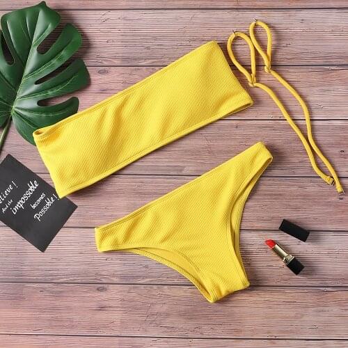 Pure Color Split Bikini 2021 High Quality New European And American Fitness Body Sexy Padded Swimsuit Bikini Women Купальник