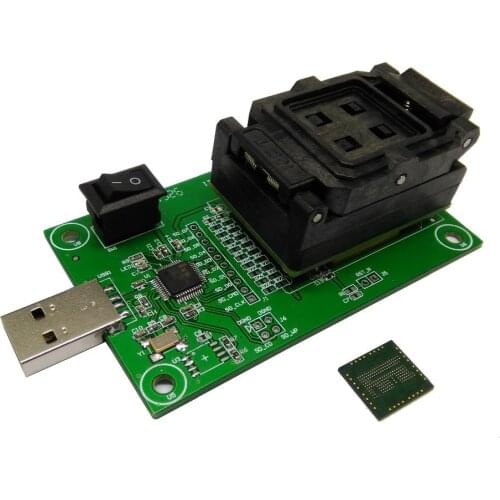 EMCP socket with USB,for BGA 162 and BGA 186,size 12x16mm, eMCP programmer,Clamshell,With 17 pins,Support solder ball testing