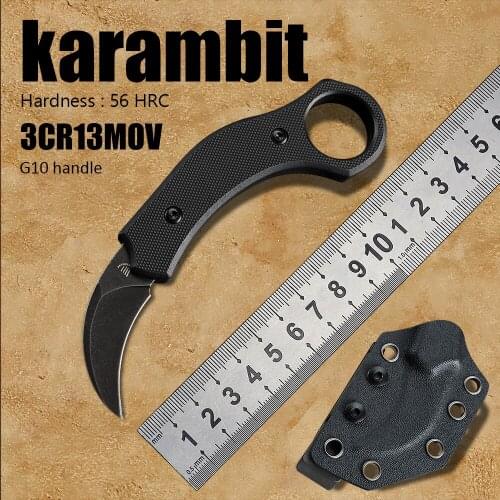 Camping survival utility tactical fixed blade knife edc tools csgo karambit knife G10 handle
