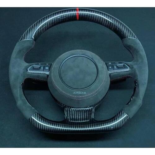 Cuatomized Carbon Fiber Sports Shape Steering Wheel Alcantara Leather for Audi C7 A4 A5 A6 A7 2012-2017 with Paddle Shift
