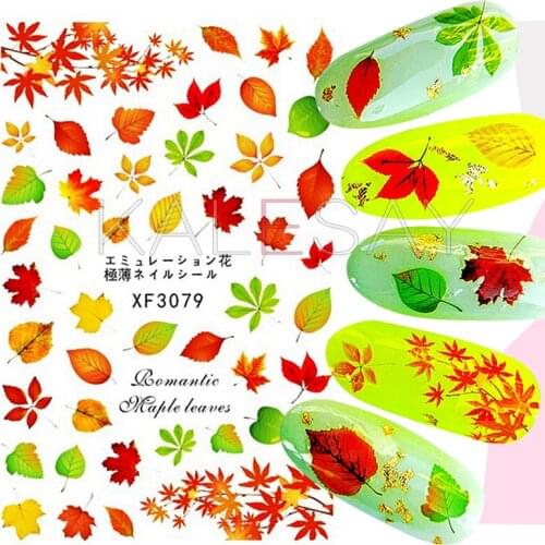 Nail Stickers Self Adhesive Ladybird Design Nail Decals Manicure Art Avocado Maple Leaf Sticker Nails Decoration Lavender Foil