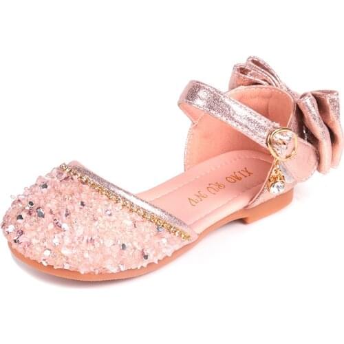 Girls Sandals 2020 Summer Girls Crystal Princess Shoes Children Soft Bottom Sequins Silver Dance Show Shoes