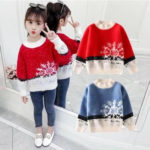 Girls Sweater Kids Coat Outwear 2021 Luxury Plus Velvet Thicken Warm Winter Autumn Knitting Tops Cotton Fleece Childrens Clothi
