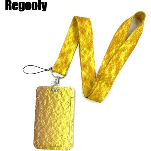 Texture Gold Pattern Lanyard Credit Card ID Holder Bag Student Women Travel Card Cover Badge Car Keychain Gifts Accessories