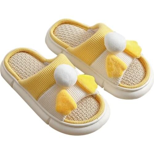 W3JF Four Seasons Home Slippers Women Indoor and Outdoor Home Couples Spring and Autumn Thick Bottom Cotton Linen Slippers