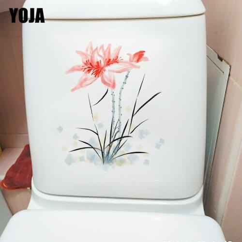 YOJA 18.5X21.7CM Ink Painting Lotus Classical Wall Stickers Mural Home Room Toilet WC Decor T1-1313