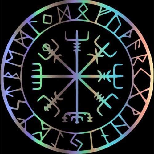 Protection Runes Vegvisir Compass Meval Car Sticker Reflective Decal Waterproof Stickers on Rear Bumper Window 20cm*20cm
