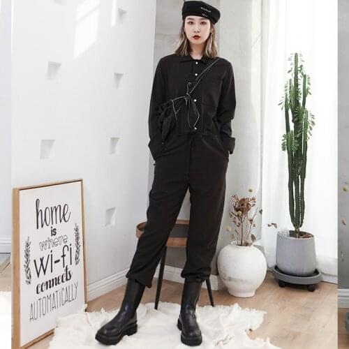 Black Loose one-piece pants one-piece suit pants Yamamoto dark wind small size personalized womens boots pants