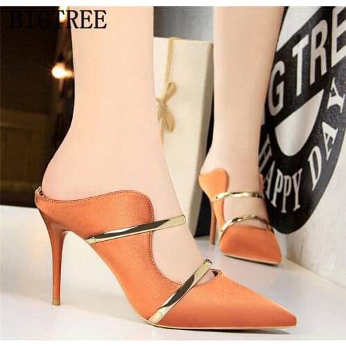 2020 Shoes Women Pumps Mules High Heels Wedding Shoes Bride Bigtree Shoes Sexy Heels Women Sandals Pointed Toe High Heels Buty