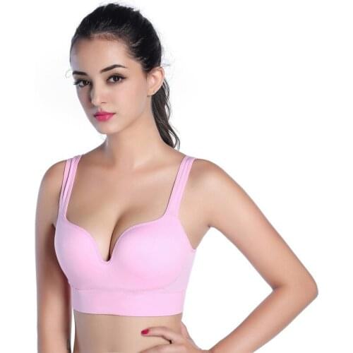 Women 3D Sports Shockproof Vest Women Yoga No Steel Ring Sleep Underwear Sexy Underwear Solid Bra Seamless Push High Cotton Top