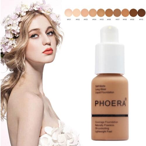 PHOERA Liquid Concealer Makeup Full Coverage Whitening Remove Eye Dark Circle Facial Base Cream Soft Brighten Matte MakeUp TSLM2
