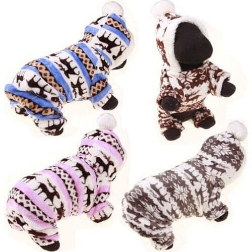 Winter Pet Clothes Dog Pajama Jumpsuit Cute Soft Cotton Puppy Teddy Cat Sleepwear Coat