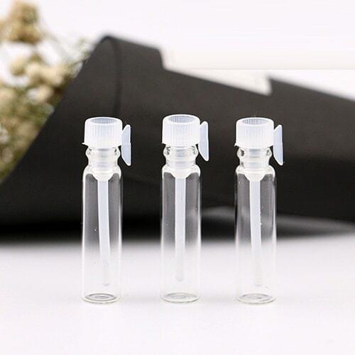 0.7m 1ml 2ml 3ml 100pcs glass parfum vials white cap small perfume sample vial bottle mini empty cosmetic container wholesale