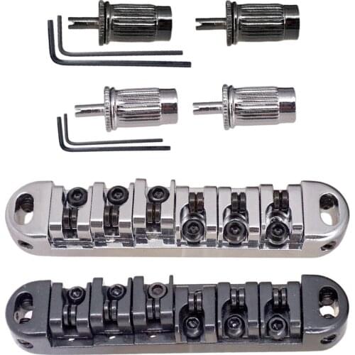 1 Set Roller Saddle Gutar Bridge & Taiiece with Big Studs for Electric Guitar Parts Replacement