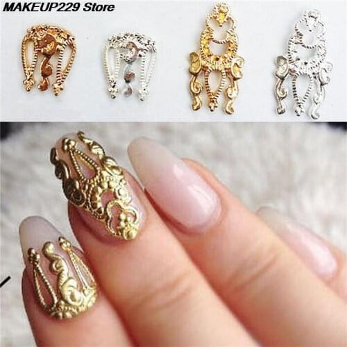 10 Pcs Nail Art Alloy Tips Decoration DIY 3D Hollow Jewelry Glitter Rhinestone Retro Charm Tool for Women Beautiful Accessories