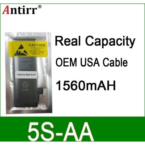 10pcs/lot Real Capacity China Protection board 1560mAh 3.7V Battery for iPhone 5S zero cycle replacement repair parts 5S-AA