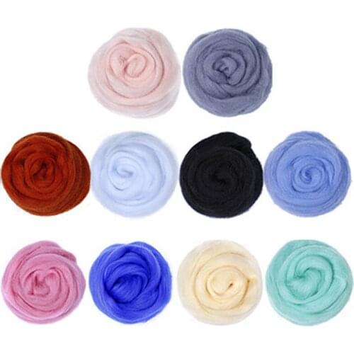 10 Colors 100g Wool Fibre Flower Animal Toy Wool Roving Needle Felting Handmade Spinning DIY Craft Materials Tool