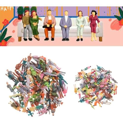 100Pcs/Pack Model Figures Building People Passengers Train Scenery 1:100/1:150 Scale Mixed Color Pose Model People
