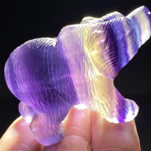 2 "natuurlijke fluoriet hand gesneden mini beer quartz crystal healing Home Decor Gift 1pcs