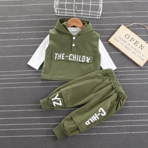 Kids Clothes Baby Boys Costume Long sleeve Hooded Tracksuit Tops Pants 3PcsChildren spring Boys Outfits Baby Set infantil Newbor