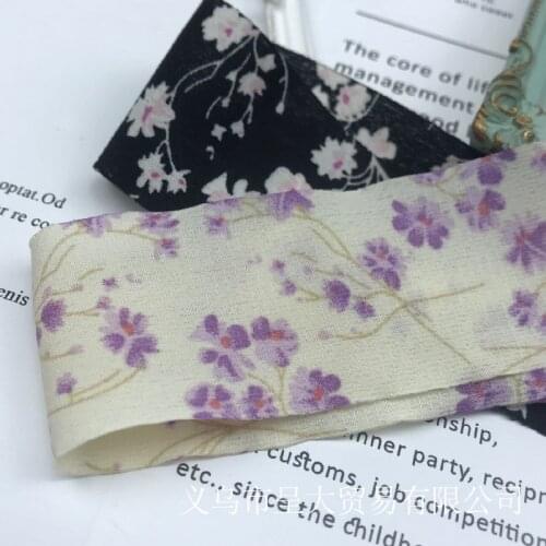 5 yards/lot Floral Printed Chiffon Ribbon for DIY Craft Hair Bowknot Accessories Gift Bouquet Packaing Dress Trims