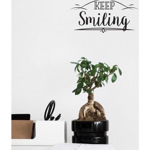 58*28cm Keep Smiling Sign Wall Decal Home Decor Motivational Quote Wall Stickers Bedroom Vinyl Lettering Murals LC1627