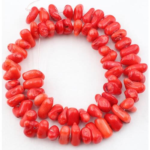 APDGG 2 Strands Orange Coral Freedom Chips Nugget Beads Gemstone 15.5" Strand For Necklace Bracelet Jewelry Making DIY
