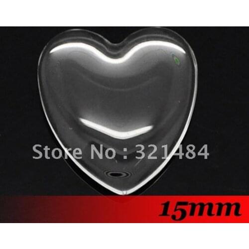 Free ship! 15mm 500PCS Flat back Heart shape Clear Glass Cabocon Glass Dome Seals Cameo For Pendant Settings