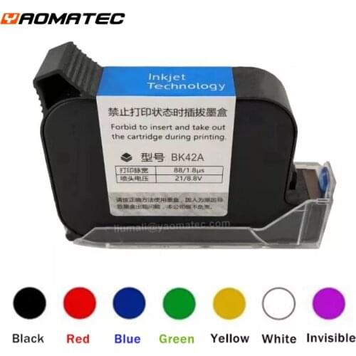 BK42A Handheld Printer Ink Cartridge Fast Dry Eco Solvent 600DPI Print Height 12.7mm Inkjet Printer Colorful Ink Cartridge
