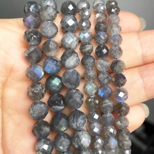 Natural Faceted Labradorite Stone Beads Gem Loose Spacer Beads For Jewelry Making DIY Bracelets Necklace 7.5"Inches 6mm/8mm