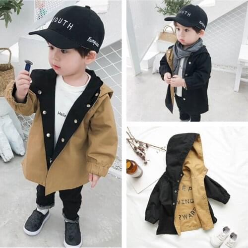 Toddler Children Windbreaker Jacket Clothes Boys Girls Double-faced Coat Outwear Hooded Autumn Winter Clothes For 9M-6T Kids