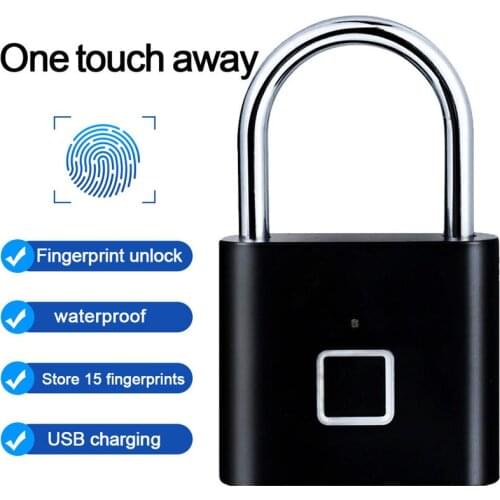 Door Lock Fingerprint Padlock Luggage Lock Security Keyless USB Rechargeable Door-Padlocks Metal Anti-Theft Smart Padlock