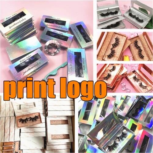 Lash Box Eyelash Packaging Wholesale 5-100 pcs Empty Lashes Box with Tray Rectangle Lash Cases Lash Boxes Packaging print logo
