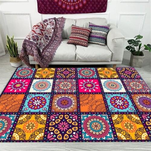 Colorful Geometric Flower Ethnic Rugs Bohemia Style Floor Rugs For Bedroom Decoration Coffee Table Carpet For Living Room Mat
