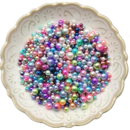 New Fashion No Hole ABS Natural Pearl Loose Round Bead Mixed Size Option Random Five Mix Colors for DIY Craft Scrapbook P0002