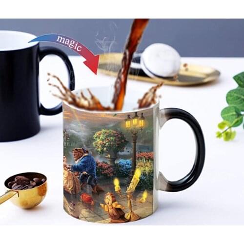 350ml Girl Beast Ceramic Color Changing Cup Breakfast Coffee Milk Tea Cup Thermal Reaction Magic Fun Mug Birthday Gift