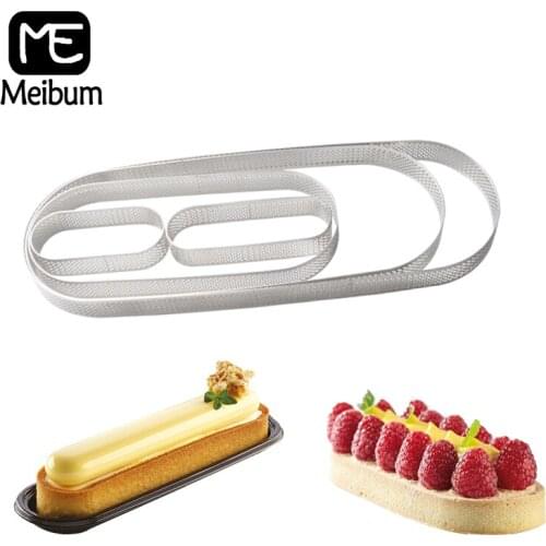 Meibum 5 Size Oval Stainless Steel Tart Ring Fruit Cream Pie Pan Baking Tool French Dessert Pizza Frozen Cheese Mousse Cake Mold