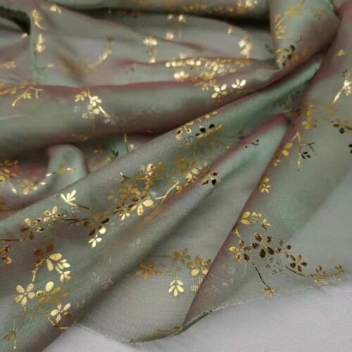 Fashion Cosplay Dress Bronzing Cation Chiffon Fabric Flower Shiny Costume Material DIY Stage