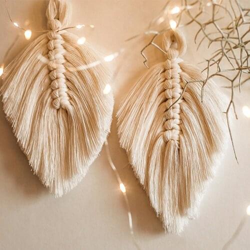 Mini Leaf Tapestry Macrame Wall Hanging Boho Deocor Nursery Home-stay Dorm Apartment Bedroom Headboard Bedroom Decor GT042