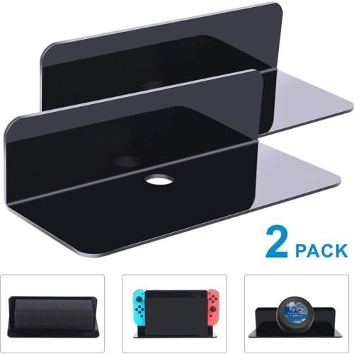 2-Packs Acrylic Floating Wall Shelves , Damage-Free Expand Wall Space, Small Display Shelf for Speaker/Action Figures #CW