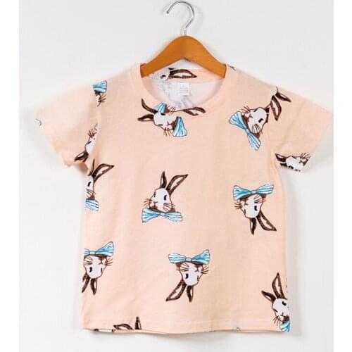 Middle Small Children Clothing 2021 Summer New Cute Fashion Rabbit Carrot Print Kids Clothes Casual Short Sleeve Infant T-shirt