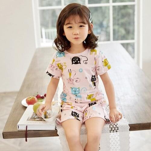 Girls Clothes Summer Kids Boys Sleepwear Pajamas Sets Nightwear Baby Boy Clothes Cartoon Pajama Set Cotton Children Pyjamas Suit