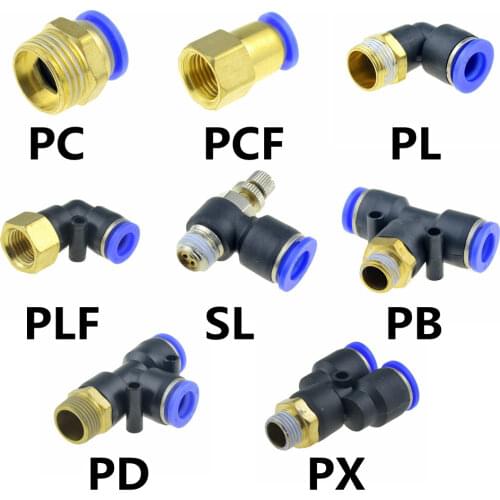 Pneumatic Quick Release Fitting Connector 6mm 8mm 10mm 12mm OD Hose Tube to 1/8 1/4 3/8 1/2 Thread Air Compressor Joint Coupler