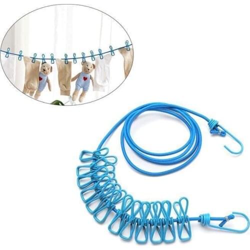 Portable Adjustable Travel Elastic Clothesline with 12pcs Clothespins Fuel Oil Filter Outdoor and Indoor Use Laundry Supplies