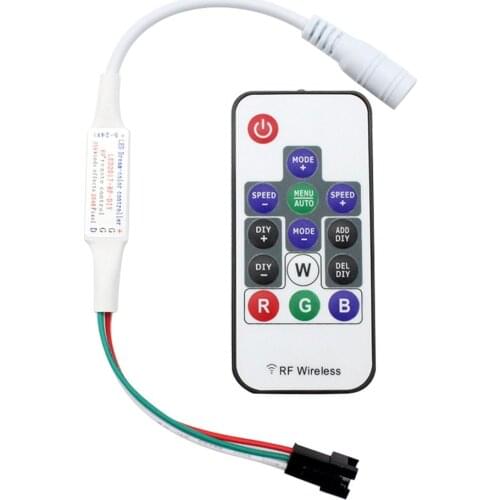 1pc DC 5-24V Mini 14 Key RF Remote Controller for WS2811 WS2812B Dream Color LED Strip Light