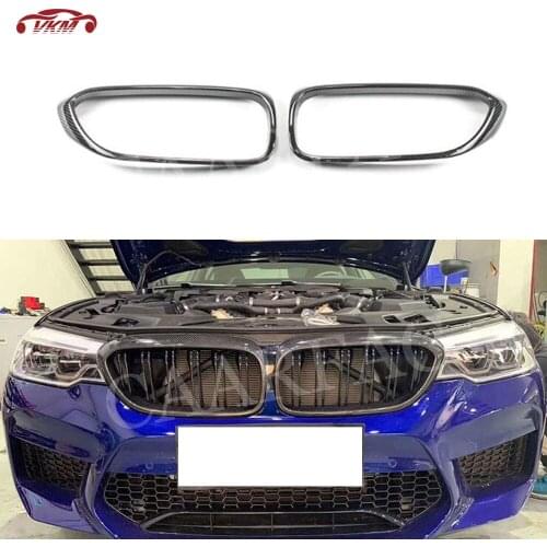 Dry Carbon Fiber Front Bumper Grille Frame Grill Mesh Trim Cover For BMW 5 Series G30 F90 M5 2018 2019